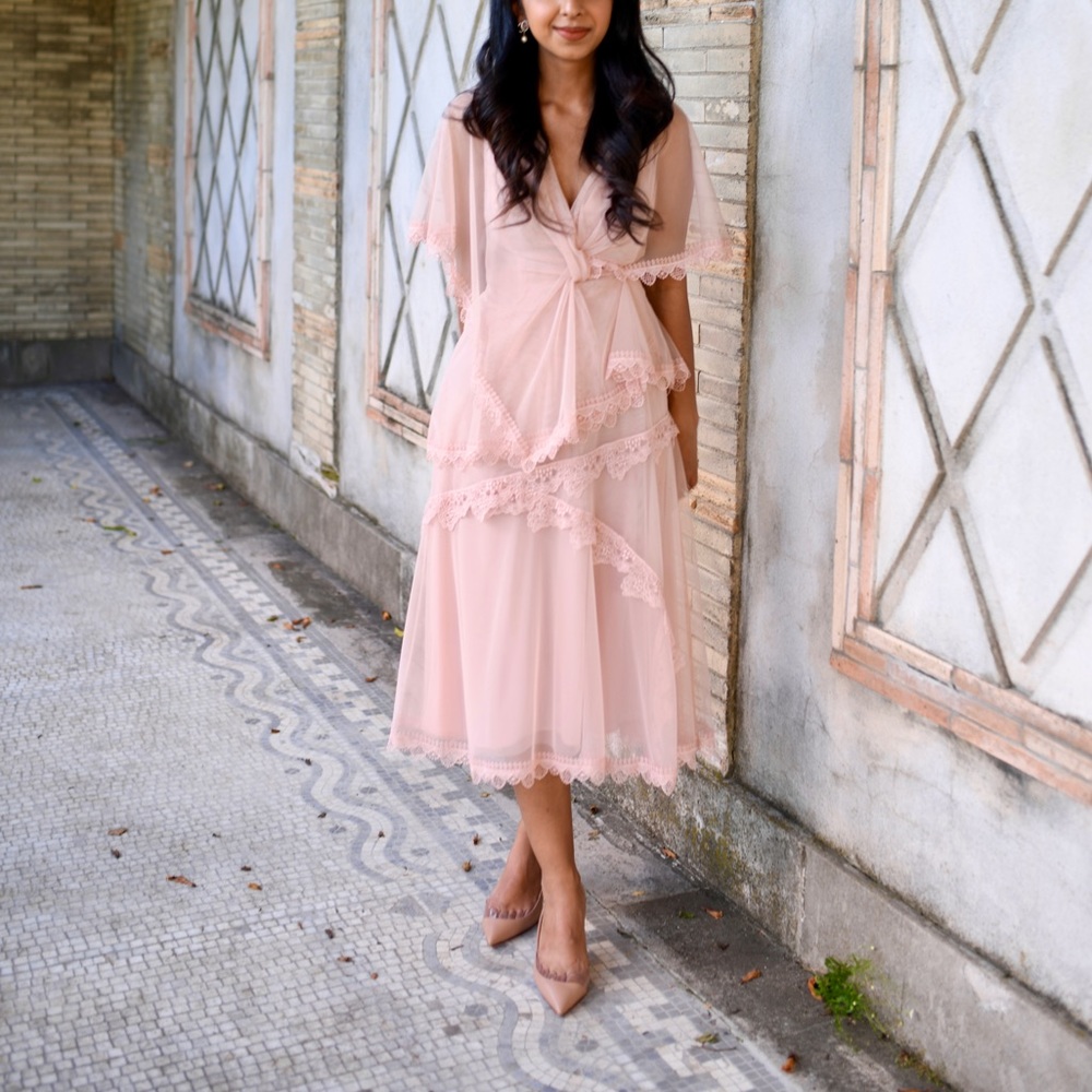 BCBGMaxAzria Baby Pink Capulet Cutout Dress - Picture 8 of 8